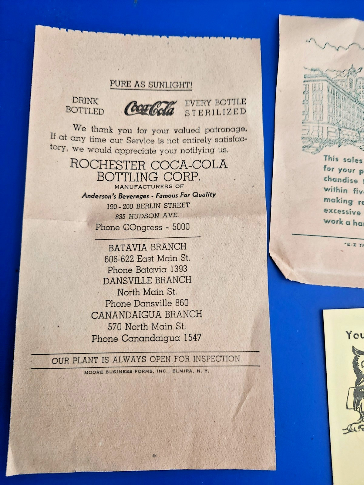 Community Bank VTG 1950s Ad Blotters LOT Sibley’s Coke Reddy Kilowatt Rochester