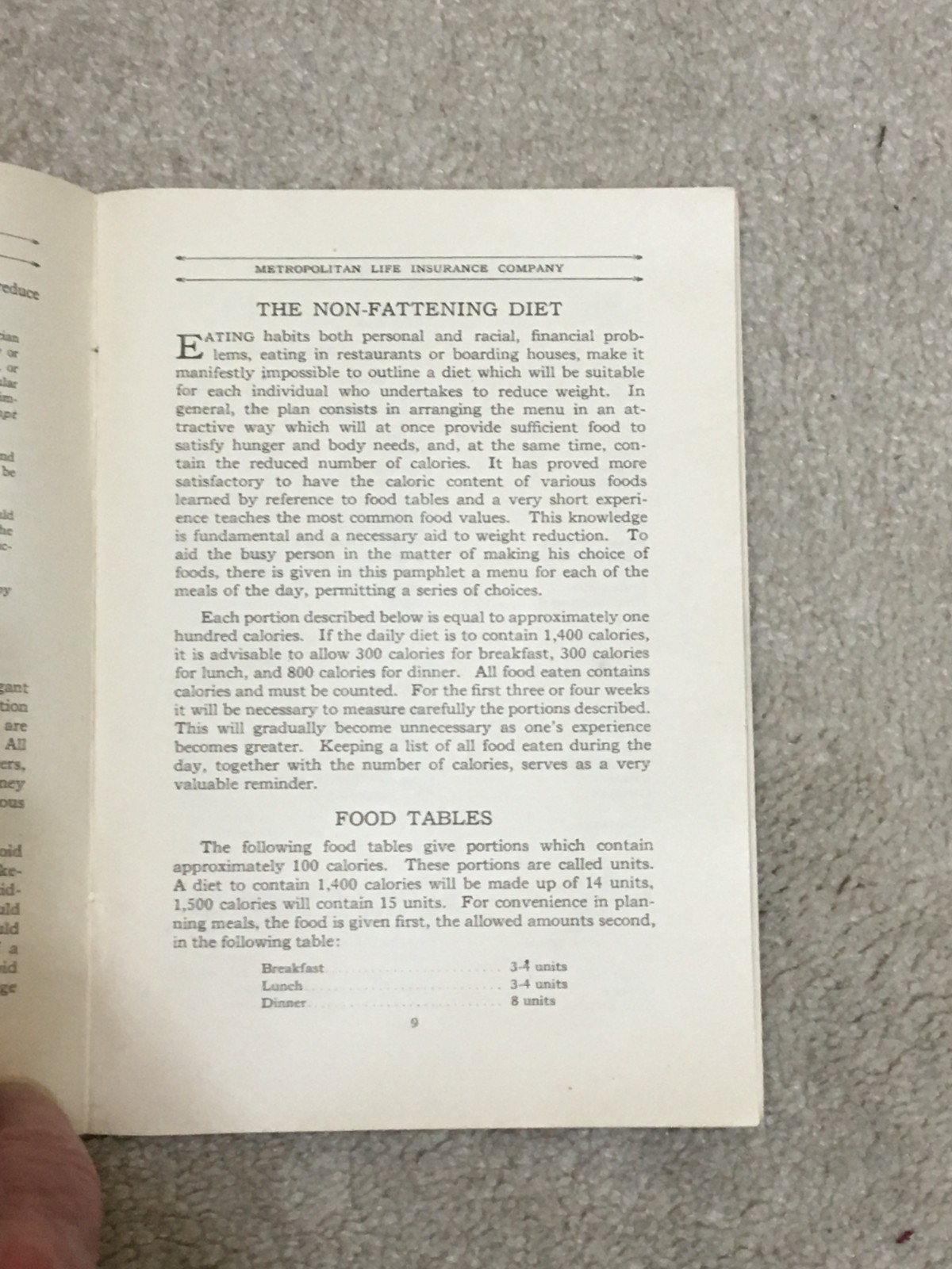 Vntg c1940s Booklet Overweight Its Cause & Treatment, Metropolitan Life Ins Co