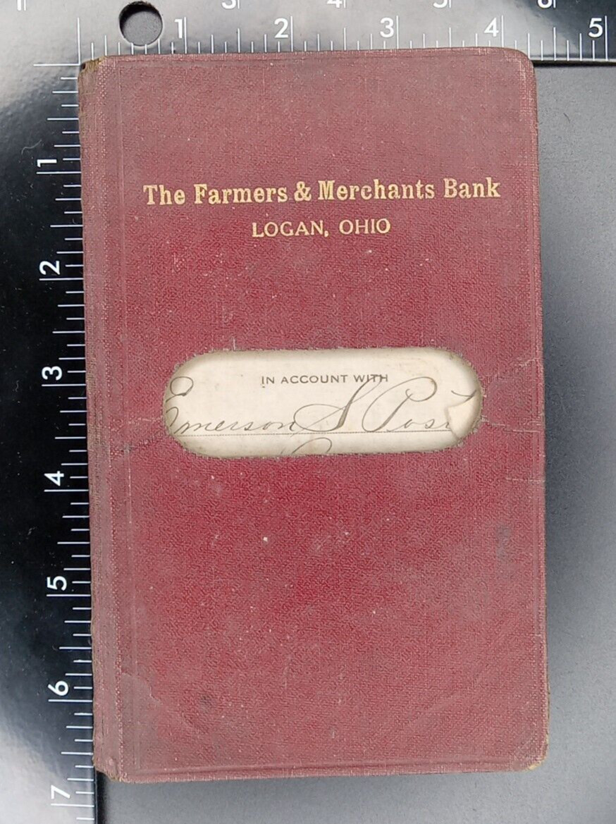 Logan Ohio Farmers Merchants Bank Account Book 1925 Vintage