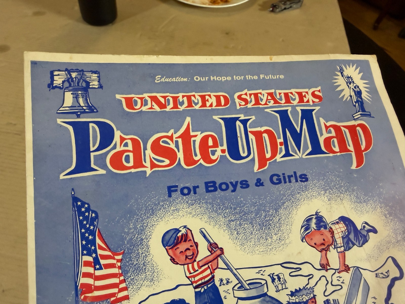 United States USA Paste-up map sticker book Vintage Collectible