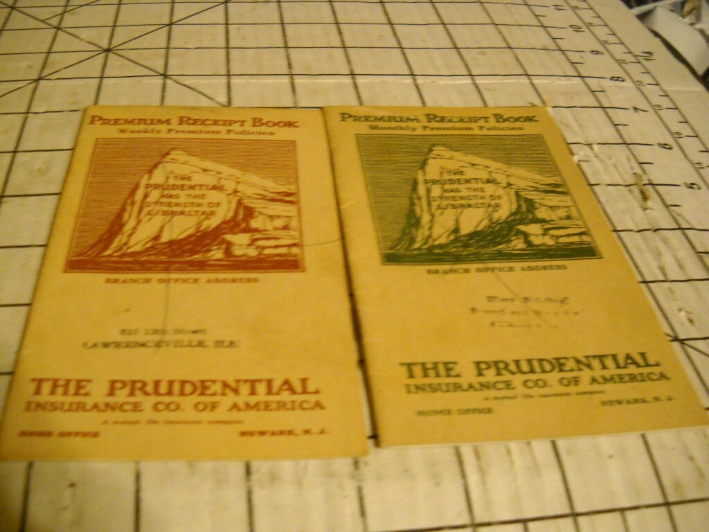 Vintage PREMIUM RECEIPT BOOK, THE PRUDENTIAL INSURANCE CO OF AMERICAN 1946, 1948