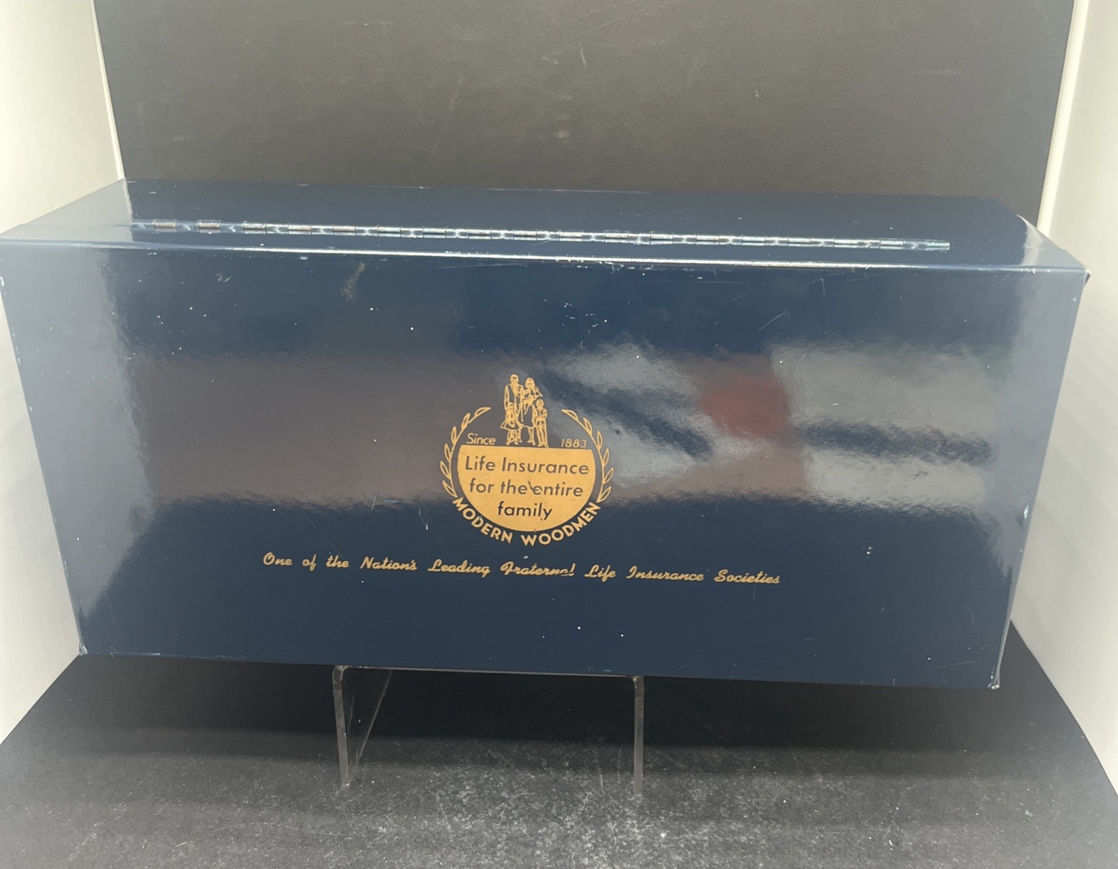 Vintage Modern Woodmen Life Insurance Metal Lockbox 12x5x4”