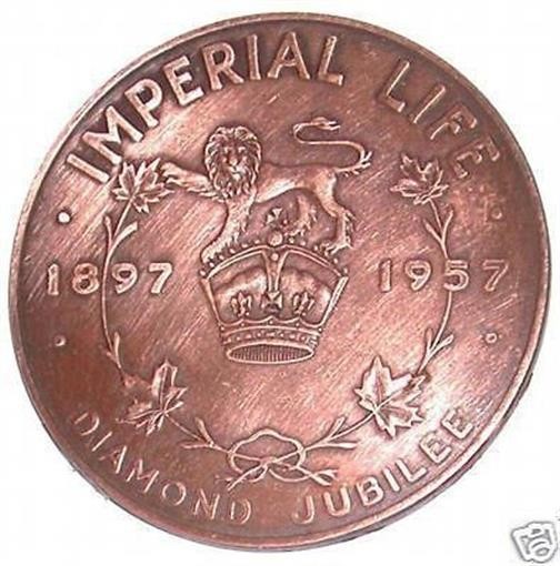 PAPERWEIGHT COASTER IMPERIAL LIFE 1957 DIAMOND JUBILEE