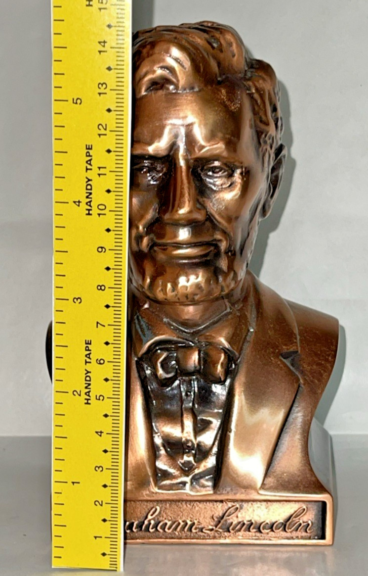 Central National Life Insurance Co. Abraham Lincoln Bust Vintage Brass Coin Bank