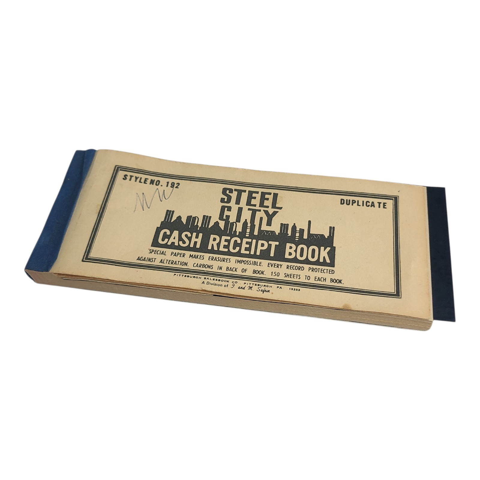 Vintage 1960s Steel City Cash Receipt Book Duplicate Carbon Paper #192 EUC