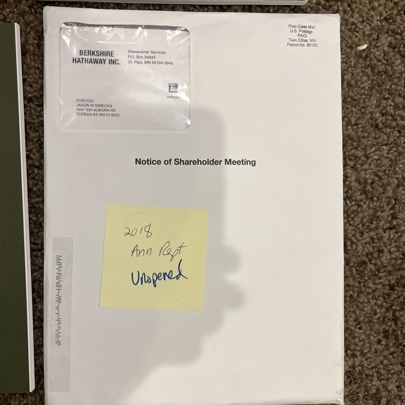 Lot 6 Berkshire Hathaway Annual Reports, Original Inserts Buffett 2013-2018