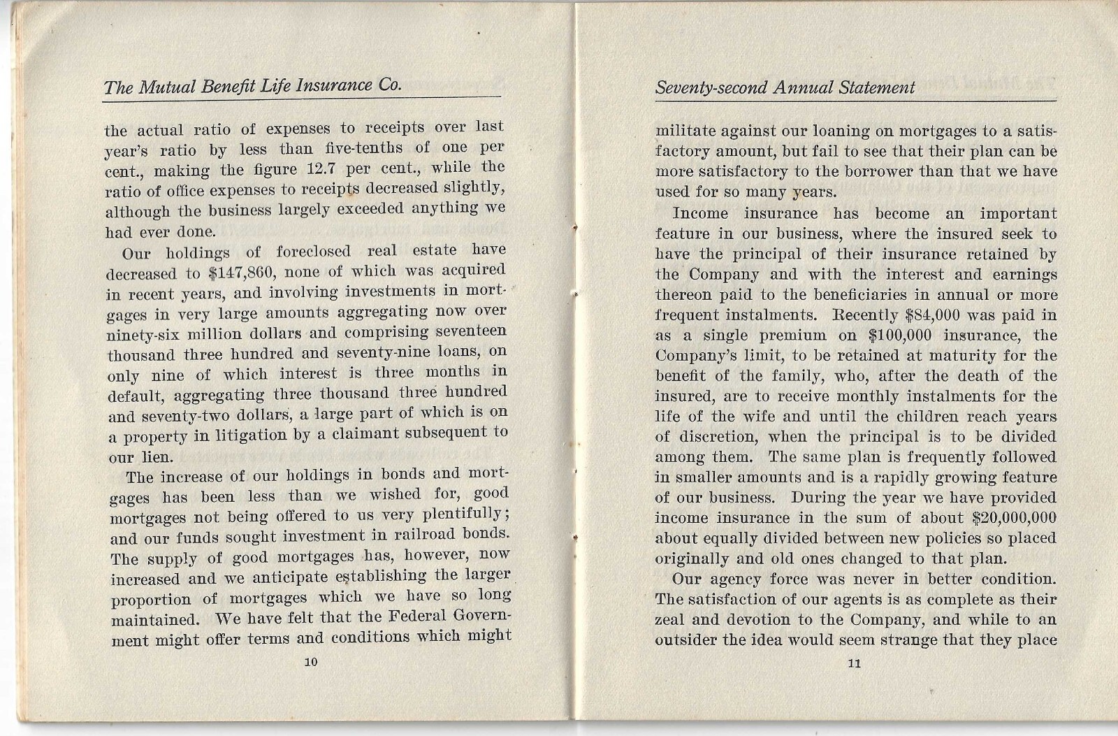 1917 THE MUTUAL BENEFIT LIFE INSURANCE COMPANY Seventy-Second Annual-Statement