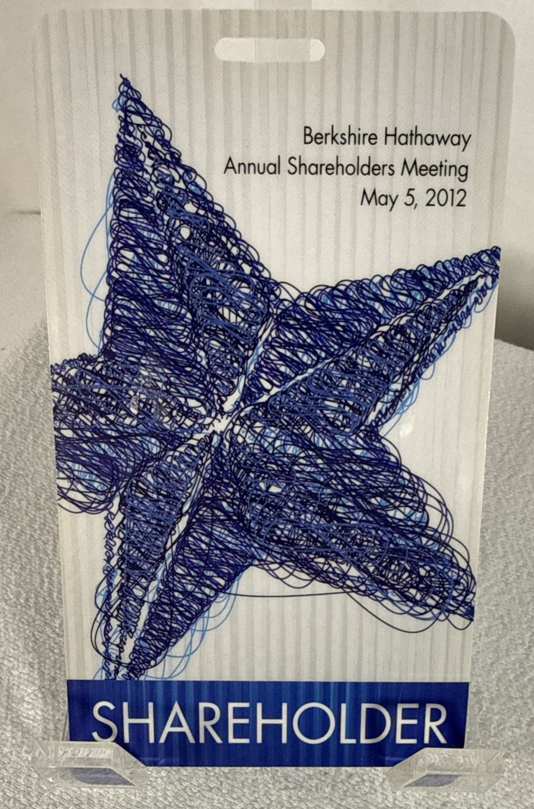 Berkshire Hathaway 2012 Shareholder Meeting Ticket / Badge.