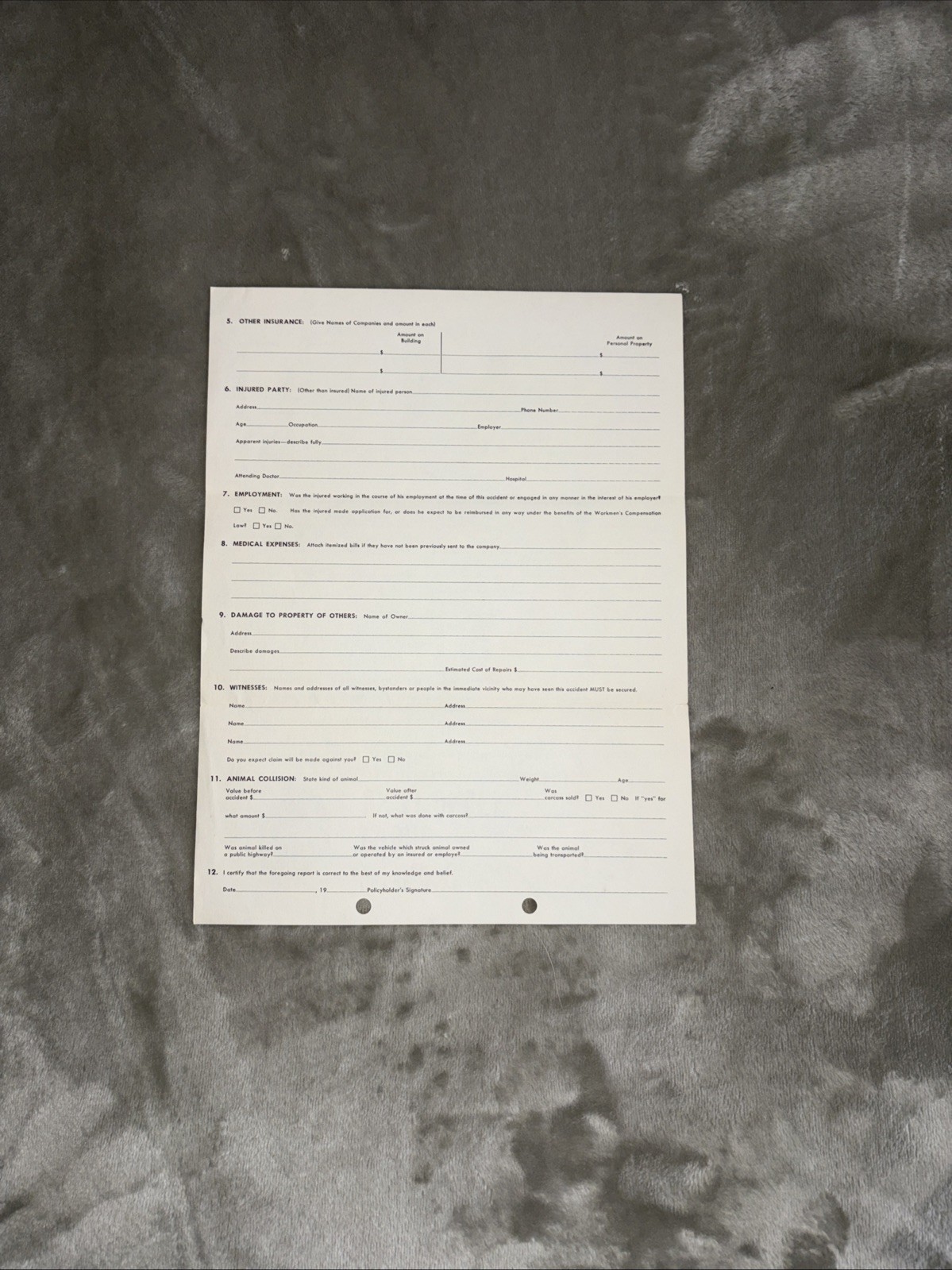 Allstate Insurance Vintage Accident Form Circa 1950’s – 1960’s