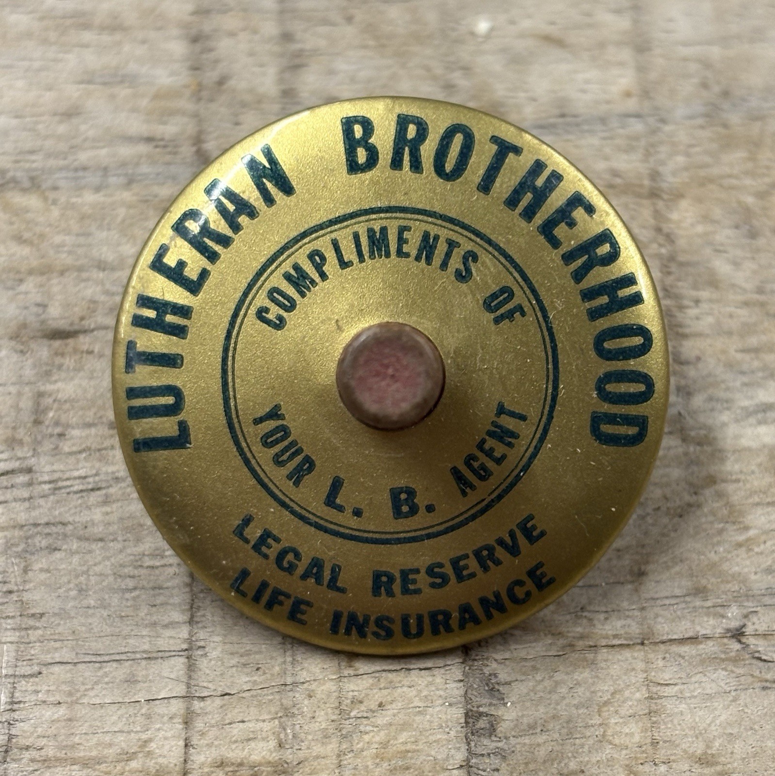 Vintage 1930s Lutheran Brotherhood Life Insurance Advertising Tin Spinning Top