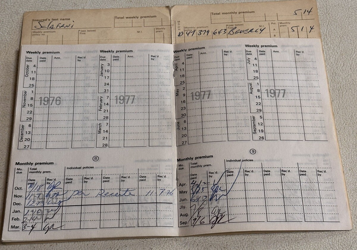 1970s Prudential Insurance Premium Receipt Book