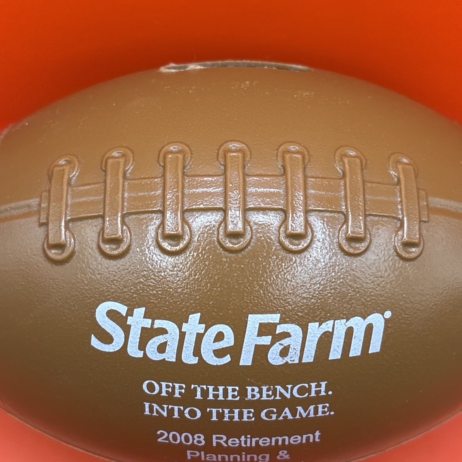 2008 State Farm 6″ Long Plastic Football Bank- Retirement Planning Savings Event
