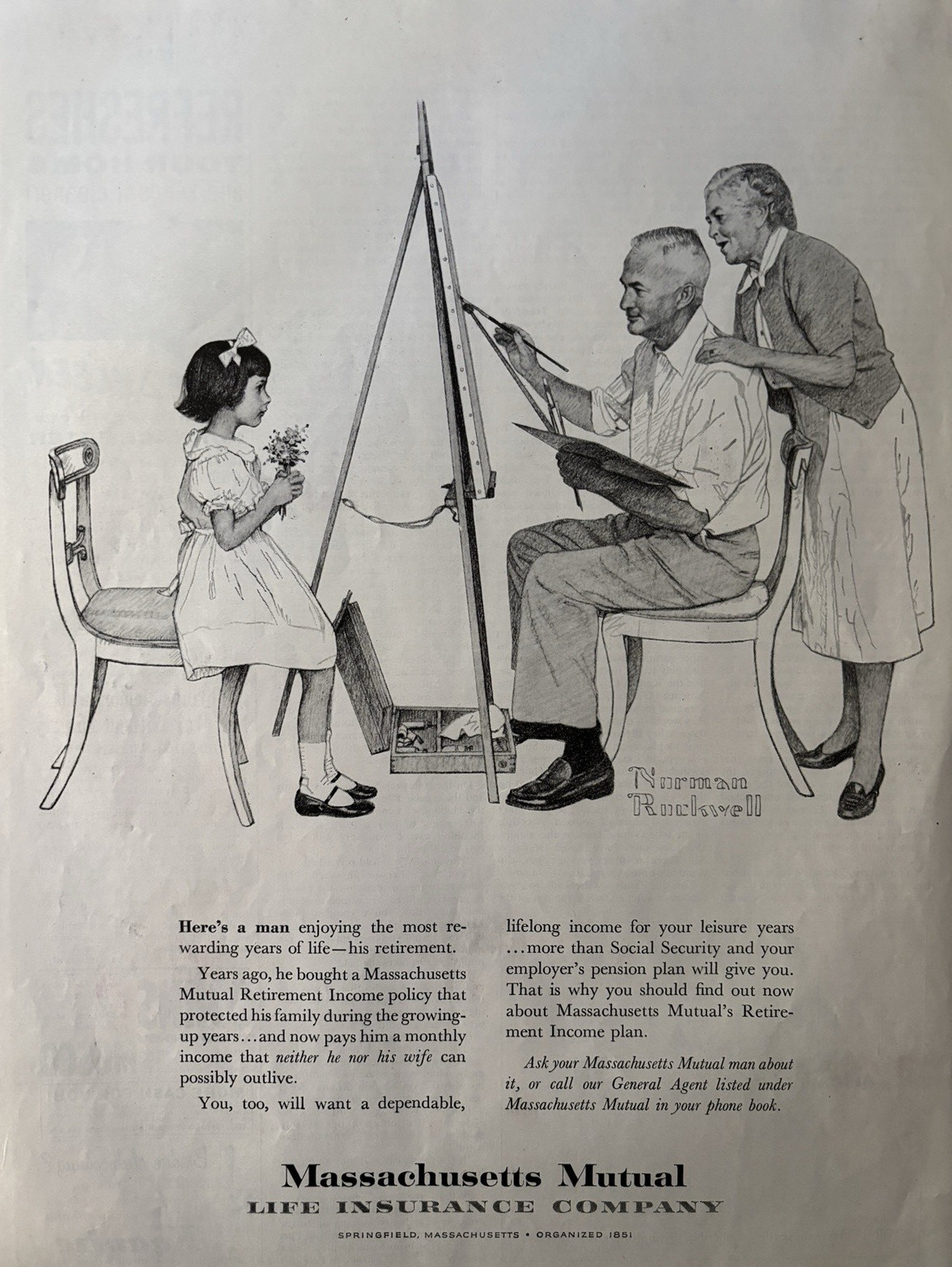 1959 Massachusetts Mutual Life Insurance Norman Rockwell Print Vintage Print Ad