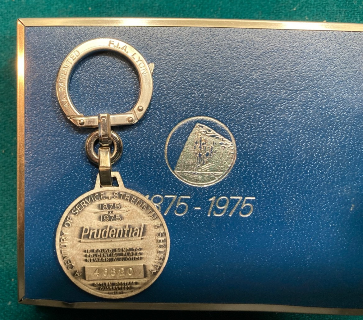 1975 Prudential Insurance 100th Anniversary Sterling Silver Keychain With Box