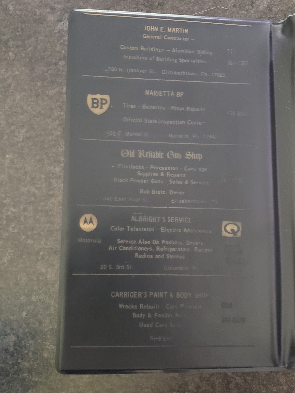 1st National Bank Of Marietta PA Address Book W Advertisements And Information
