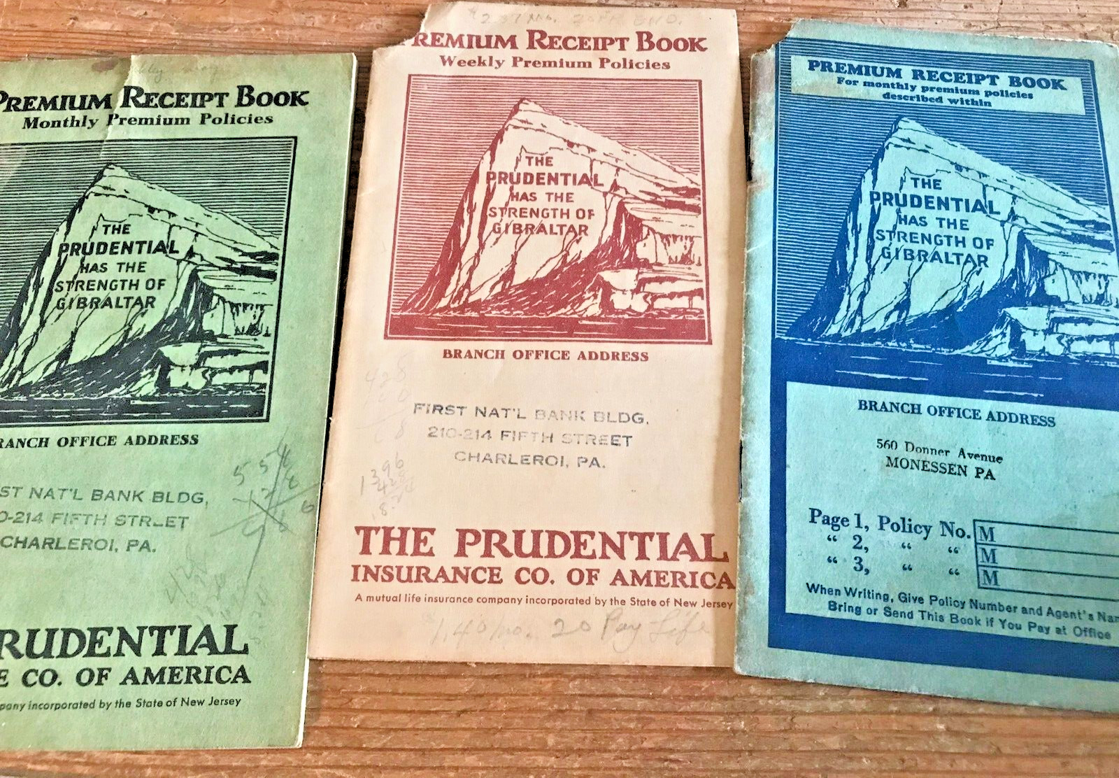 The Prudential Insurance Premium Receipt Payment Books 1930s 1940s Advertising