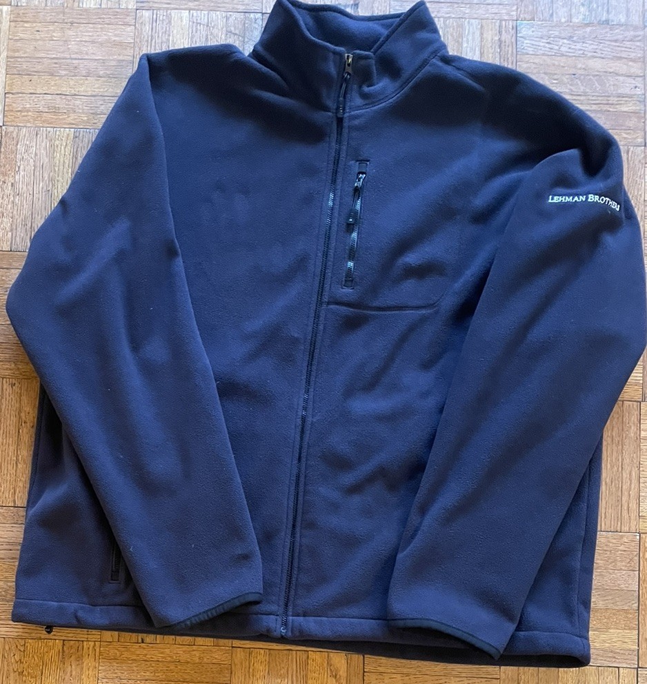 LANDS’ END LEHMAN BROTHERS Full Zip Blue Fleece Jacket MEN’S XL Vintage