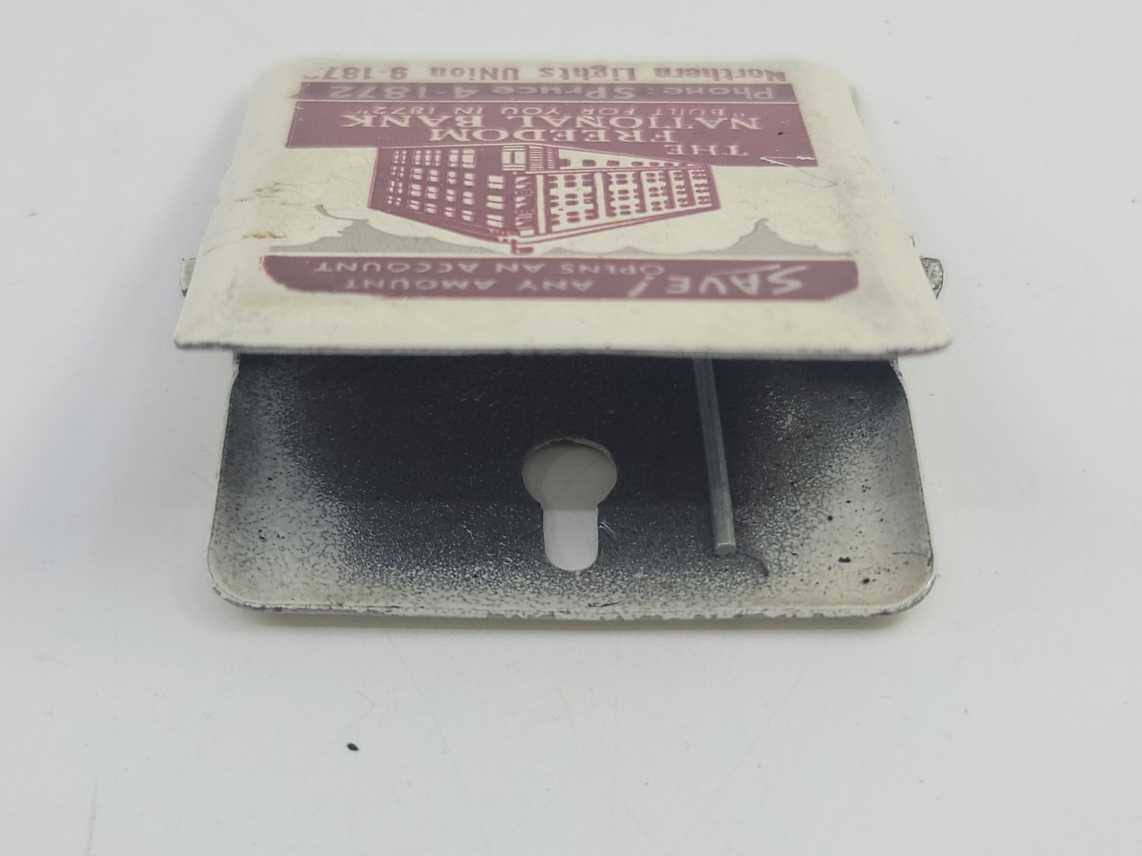 Vintage Freedom National Bank PA Advertising Large Wall Hang Paper Clip Steel