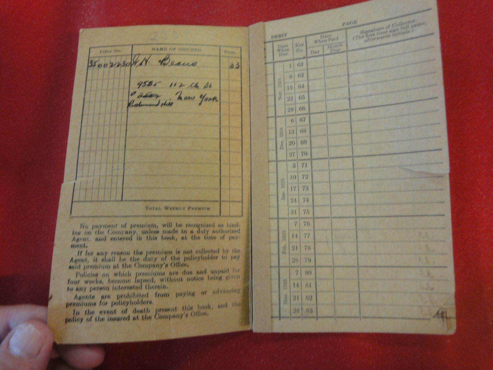 Vintage Mutual life insurance company Baltimore receipt book 1924-1927