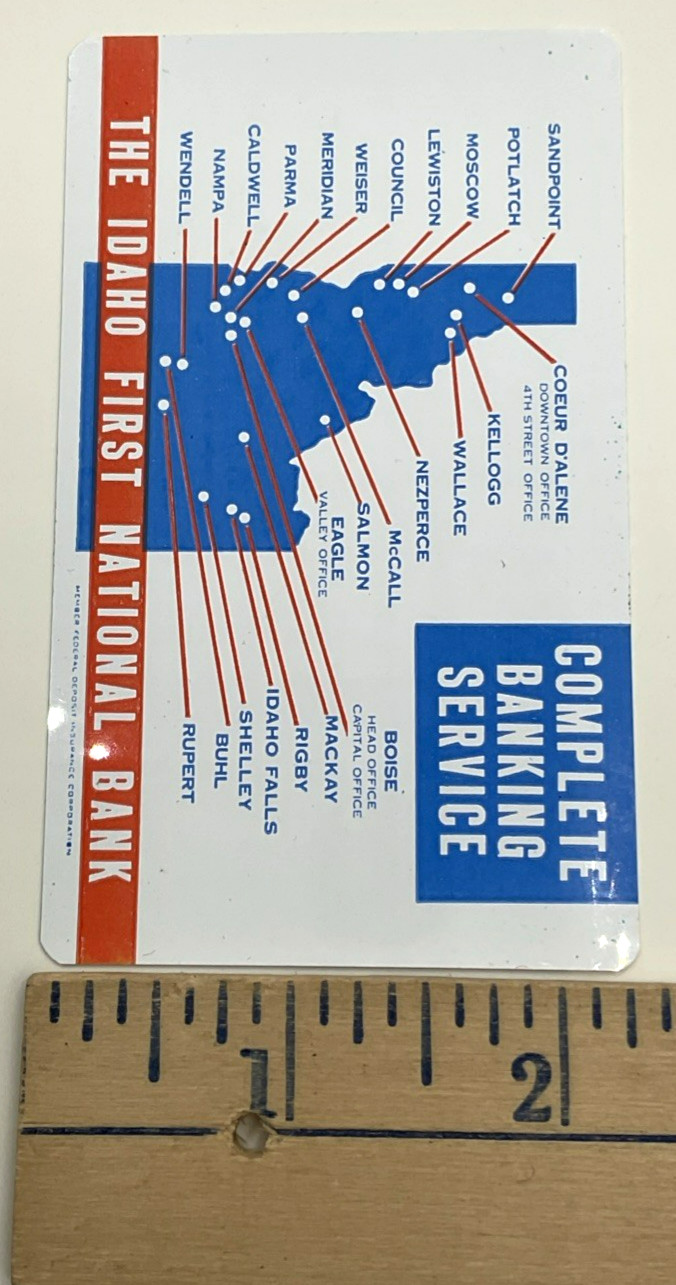 1954 Idaho First National Bank Plastic Wallet Pocket Calendar USA Banking