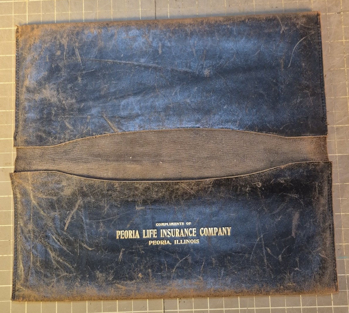 Antique Peoria Life Insurance Company Leather Receipt Portfolio Wallet Illinois