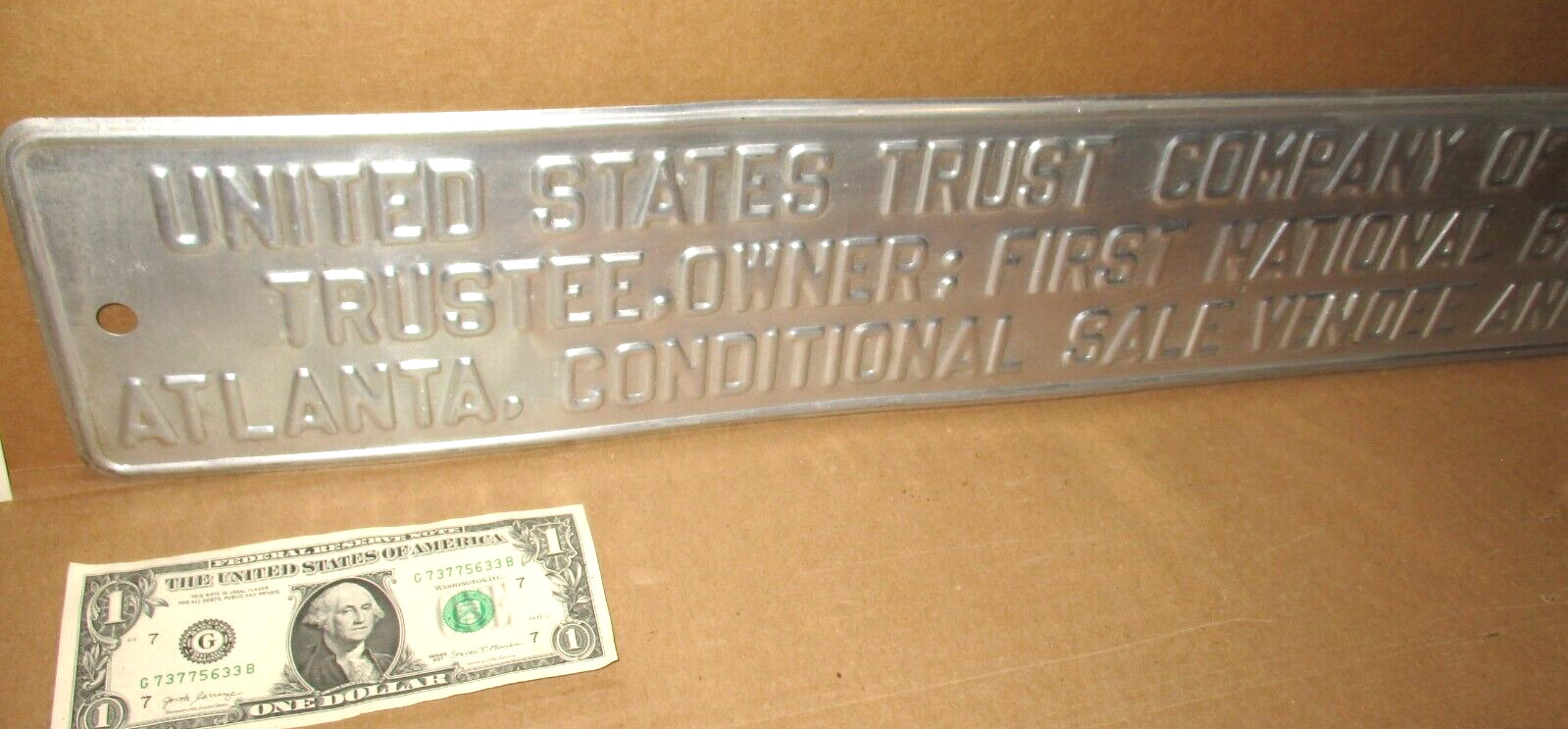 ATLANTA — NEW YORK — United States Trust Company — VINTAGE – OLD — Bank Sign