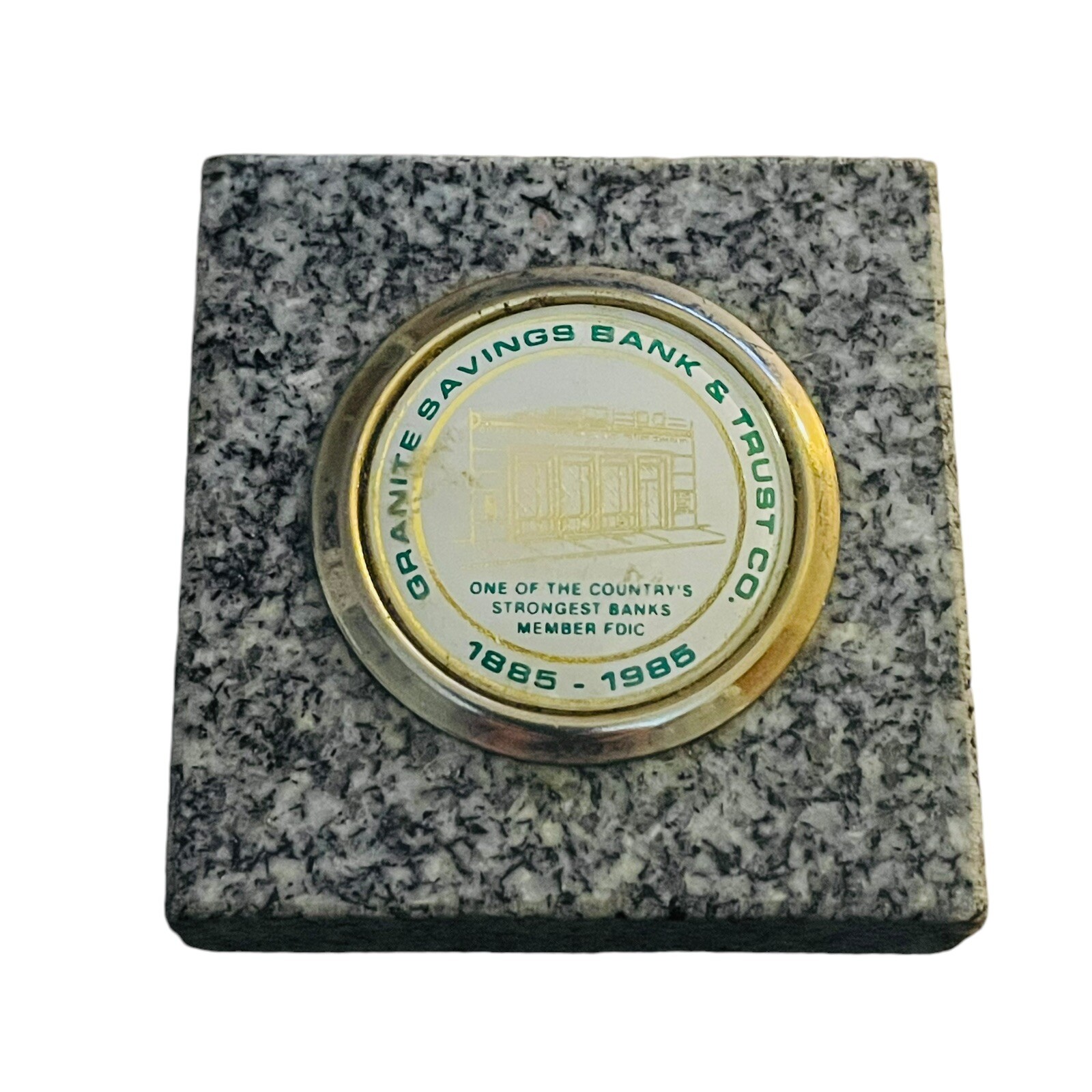 Granite Savings Bank & Trust Co Vermont 1885-1995 Commemorative Paperweight