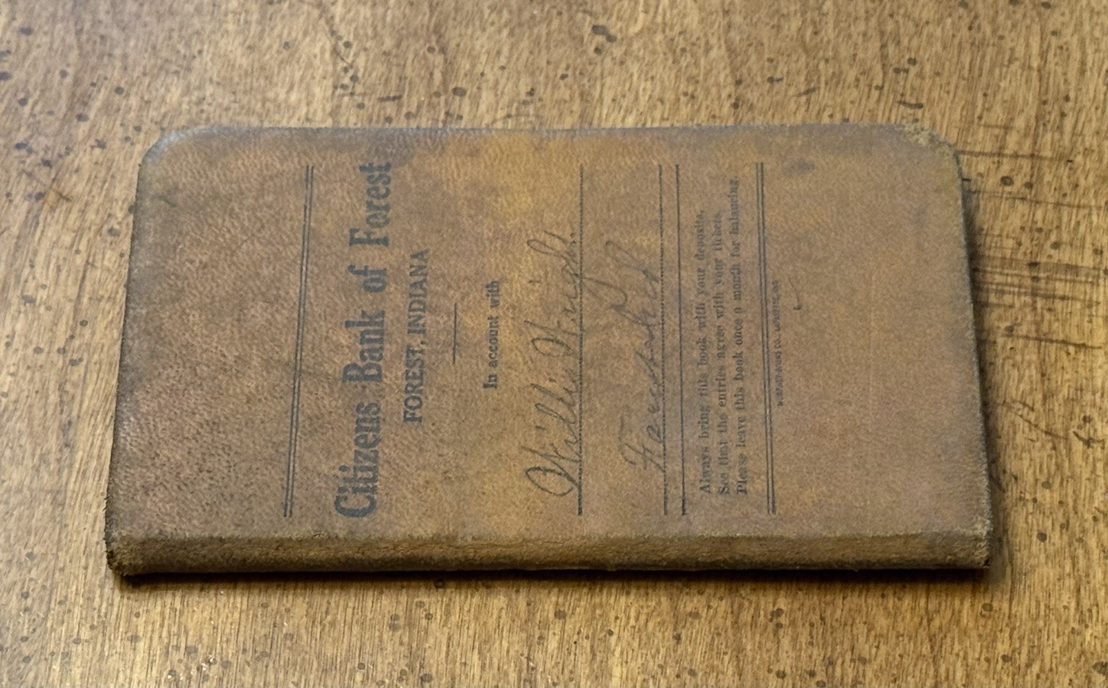 EARLY Citizens Bank Of Forest Indiana Notebook Clinton County Frankfort