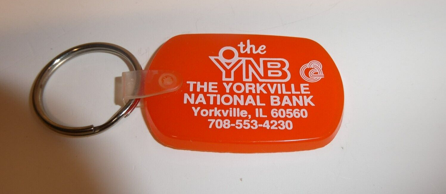 VTG Defunct Orange YNB “The Yorkville, IL National Bank” Keychain Key Chain Fob