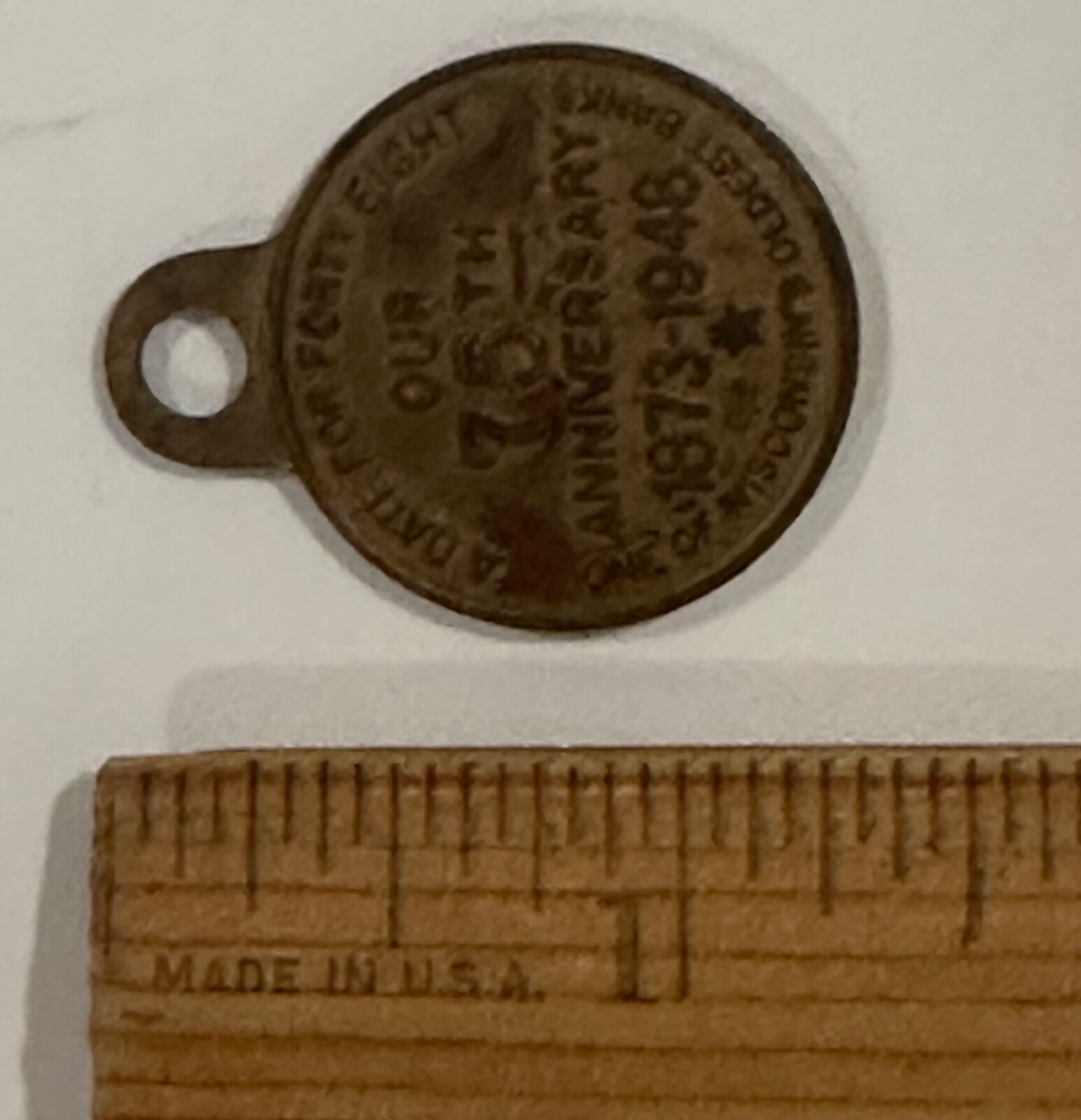 Vintage First National Bank Chippewa Falls 75th Anniversary Key Fob 1873-1948