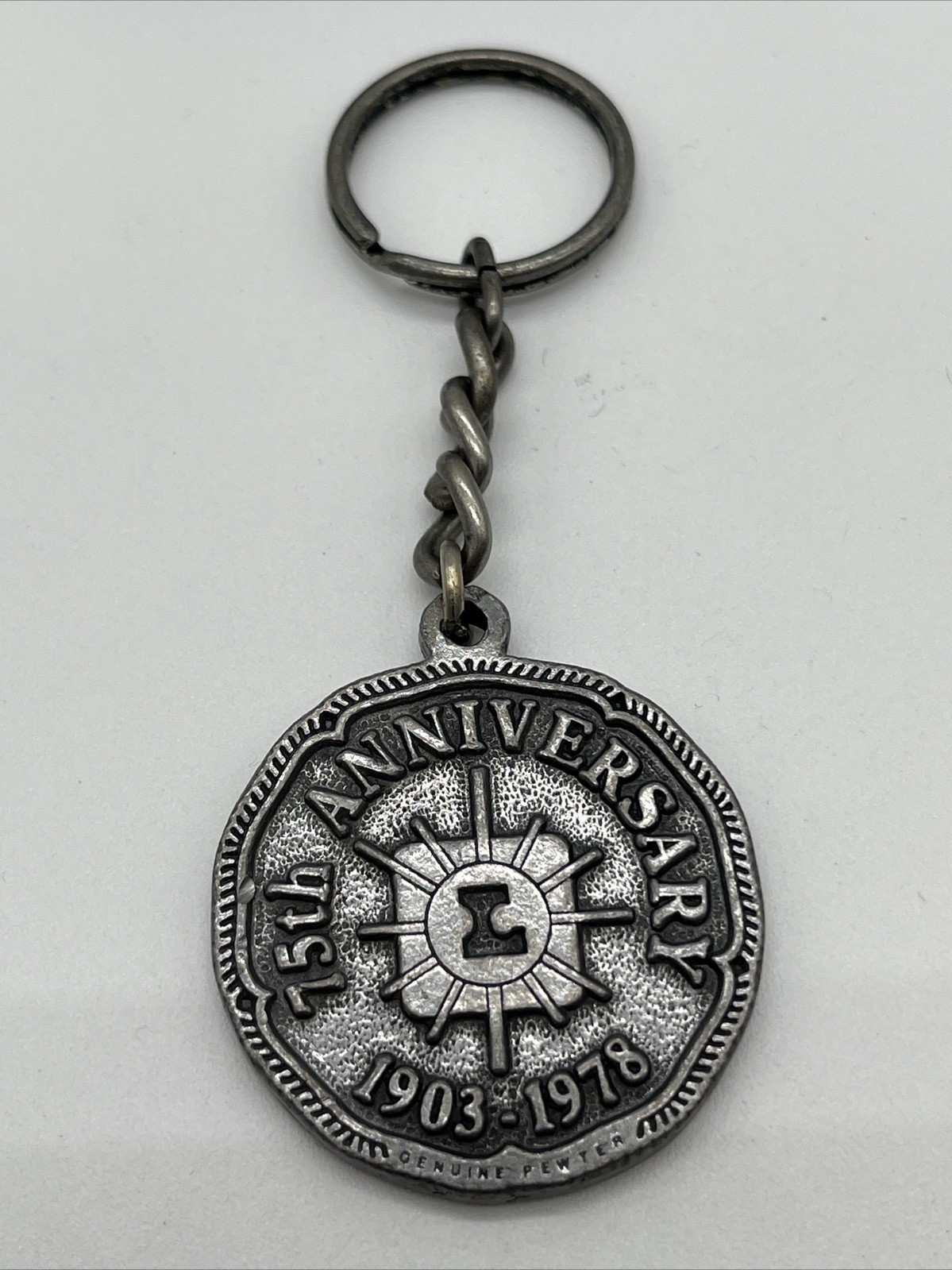 Vintage Lowell National Bank Keychain – Indiana Banking – Genuine Pewter – 1974