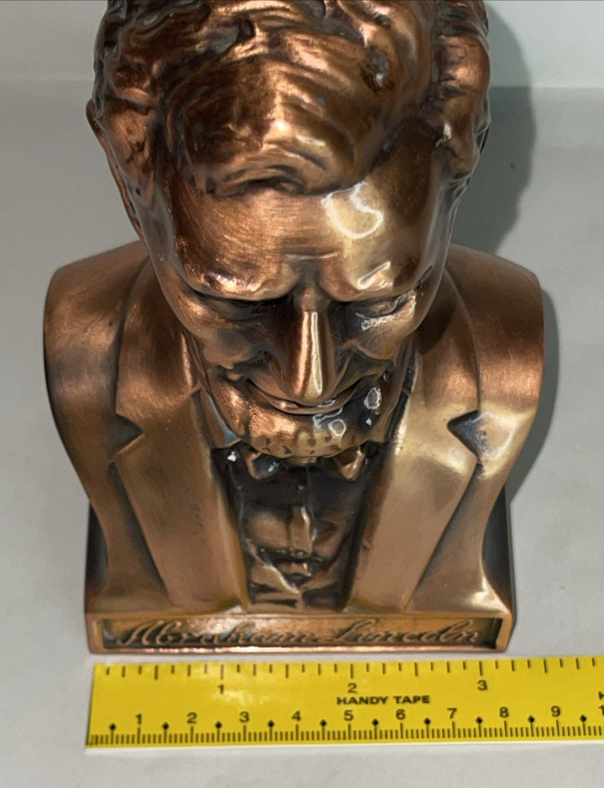 Central National Life Insurance Co. Abraham Lincoln Bust Vintage Brass Coin Bank