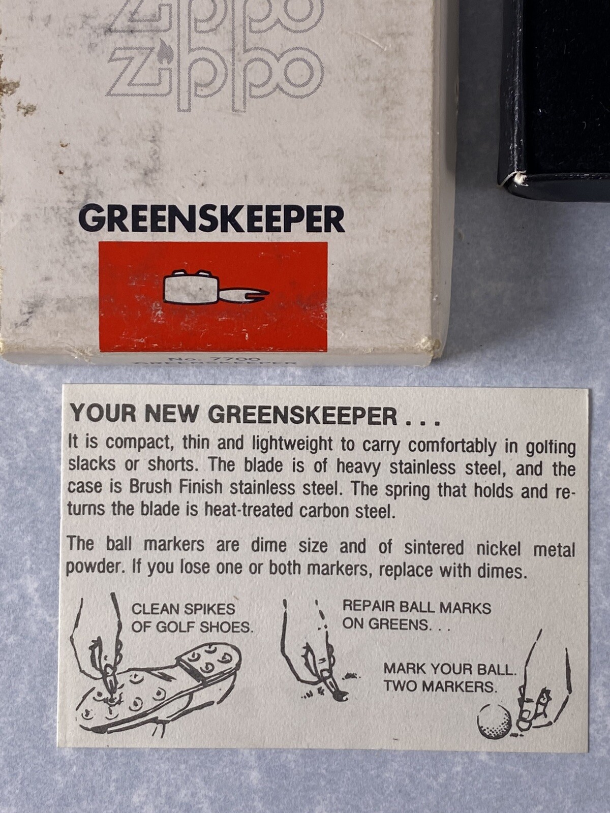 NOS Hartford Fire insurance Zippo Greenskeeper golfing buddy