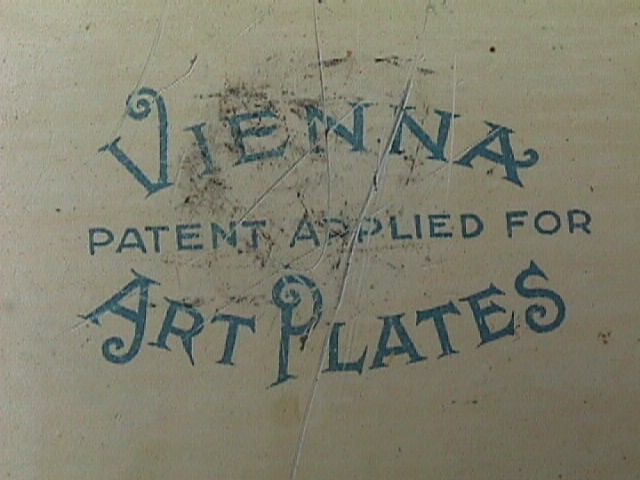 Victorian Lady+Children Tin Plate Orig. Antique Vienna Art Plate Litho. Scene