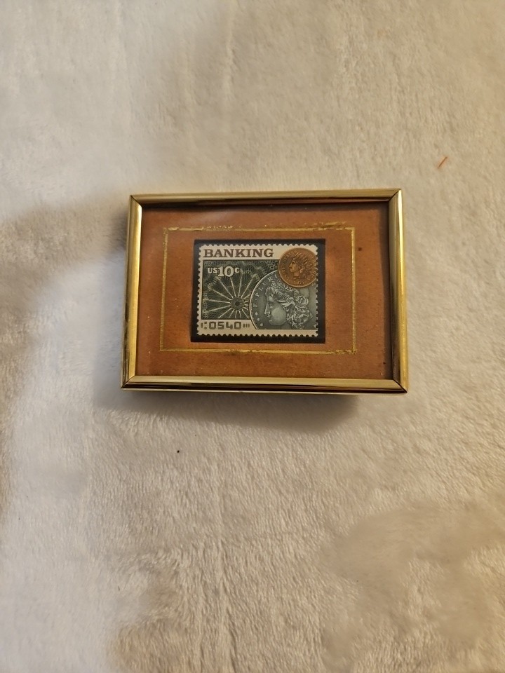 Banking Framed 10 Cent 1975 U.S. Postage Stamp~ Size 4 3/8” X 3 7/8” LEGACIES