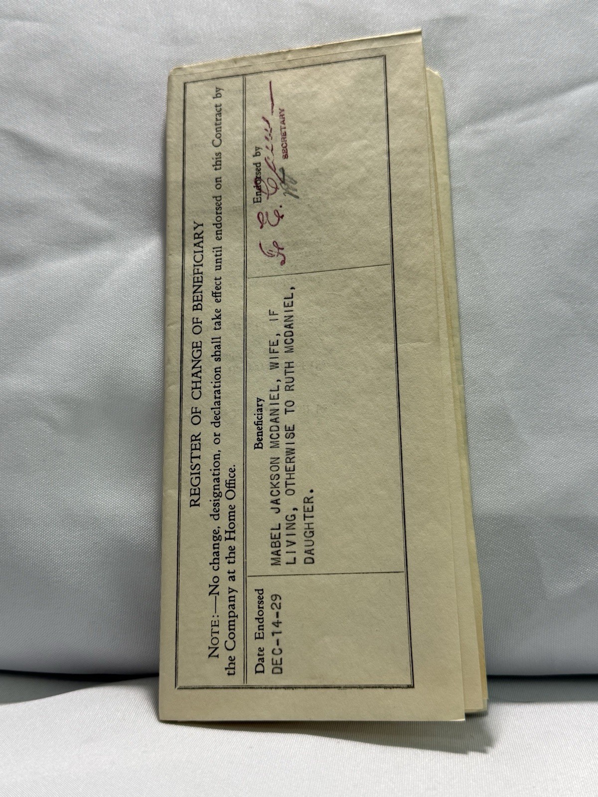 Vintage 1929 Jefferson Standard Life Insurance Policy Paper Ephemera Greensboro