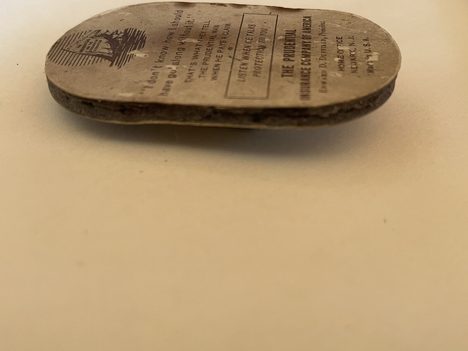vintage advertising pin holder 1922 THE PRUDENTIAL INSURANCE COMPANY OF AMERICA