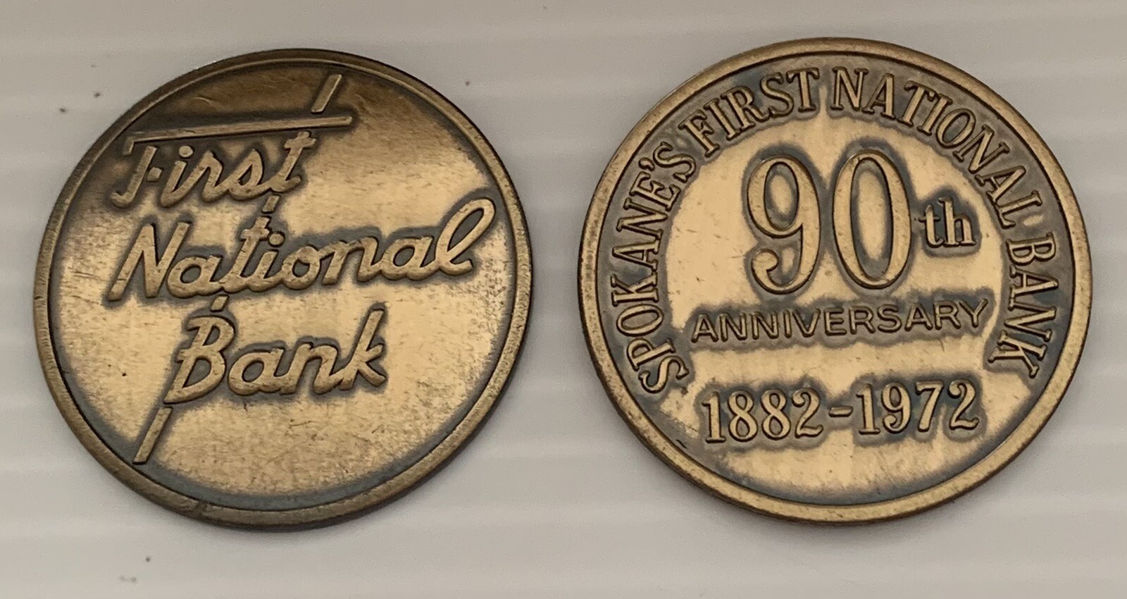 Vintage Spokane’s FIRST NATIONAL BANK 1972 90th Anniversary Challenge Coin