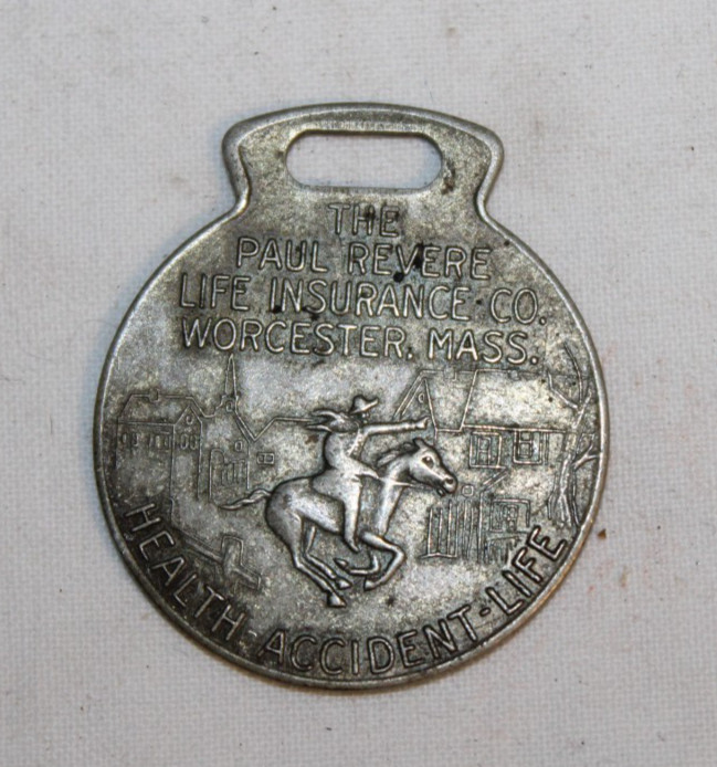 Vtg Advert. Keychain Fob Paul Revere Life Insurance Co. Worcester Massachusetts