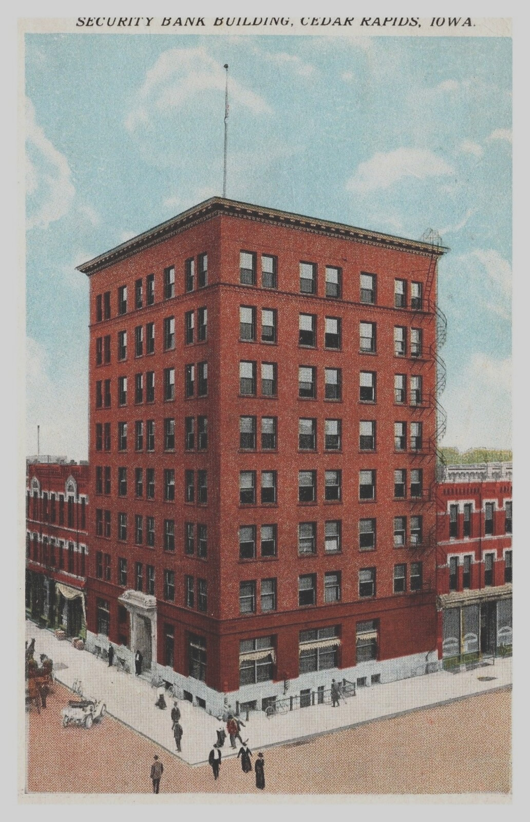 Vintage Cedar Rapids Iowa Security Banbk Building Post Card