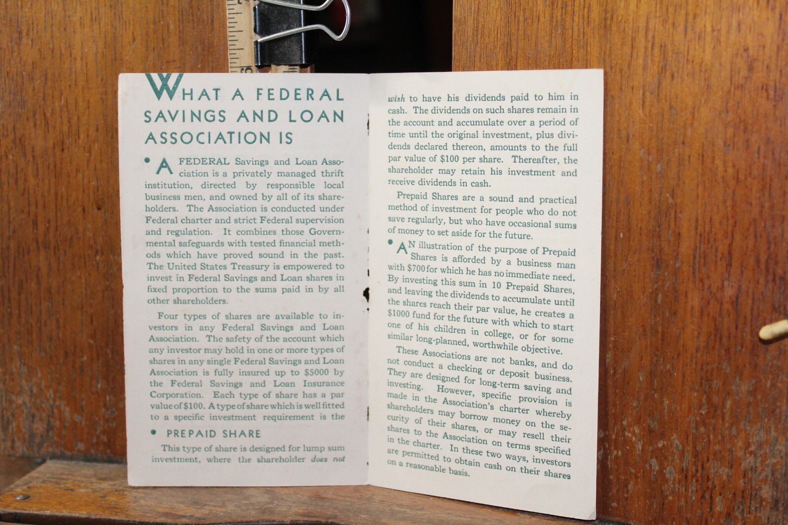 Antique 1920’s Pamphlet First Federal Savings & Loan LaFollette Tennessee