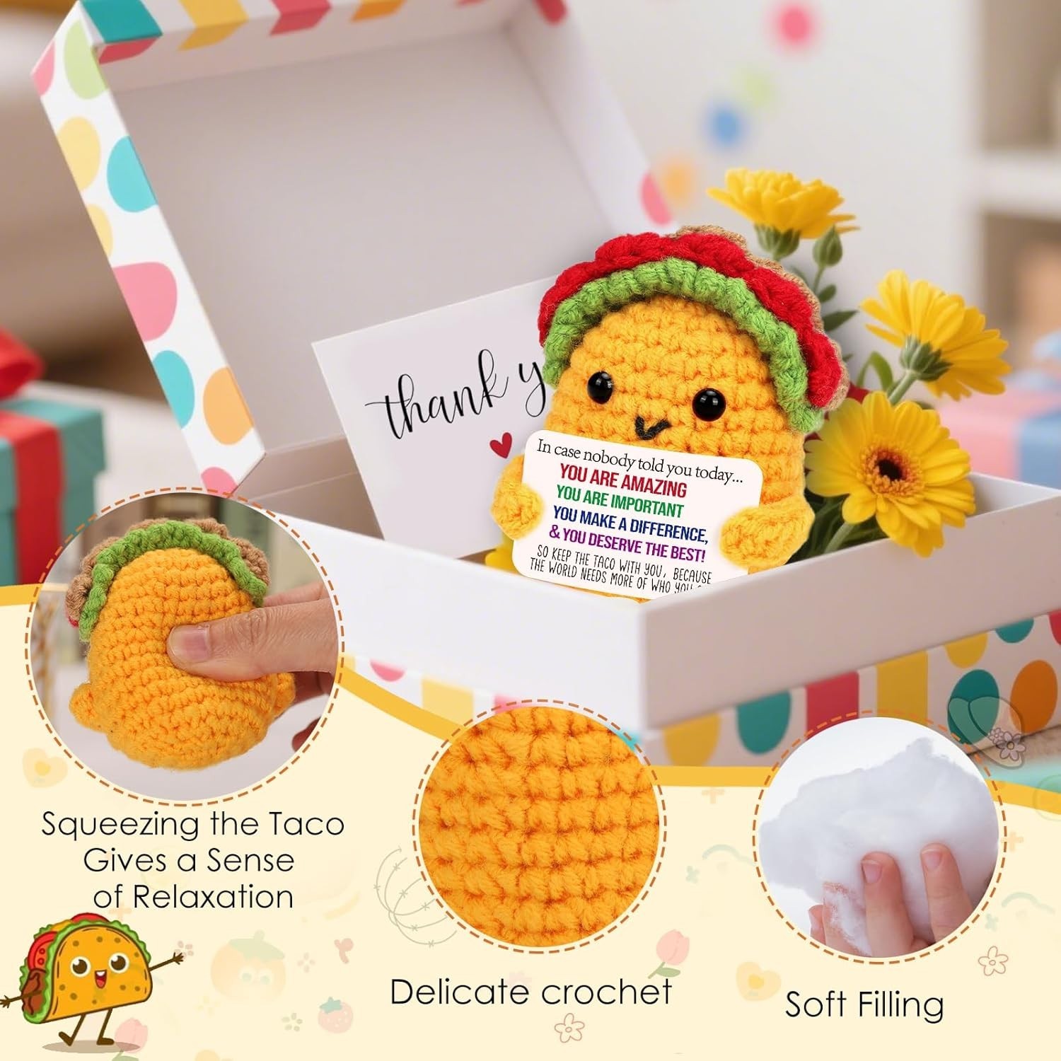 Handmade Crochet Taco Gift for Boss, Coworker, Leader, Appreciation, Retireme…