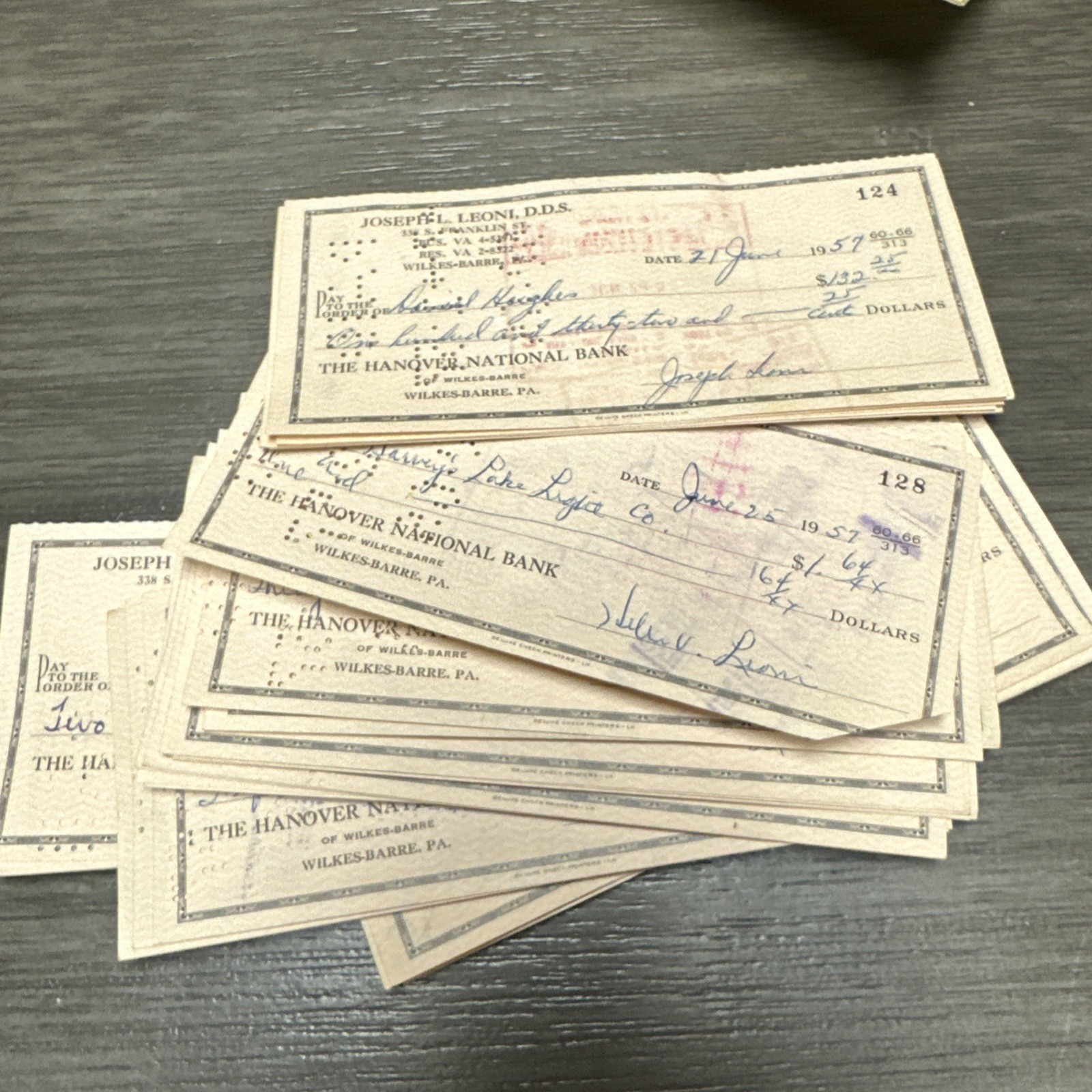 1950s Lot X 41 Hanover Bank Wilkes Barre Pa Cancelled Check Vintage Ephemera