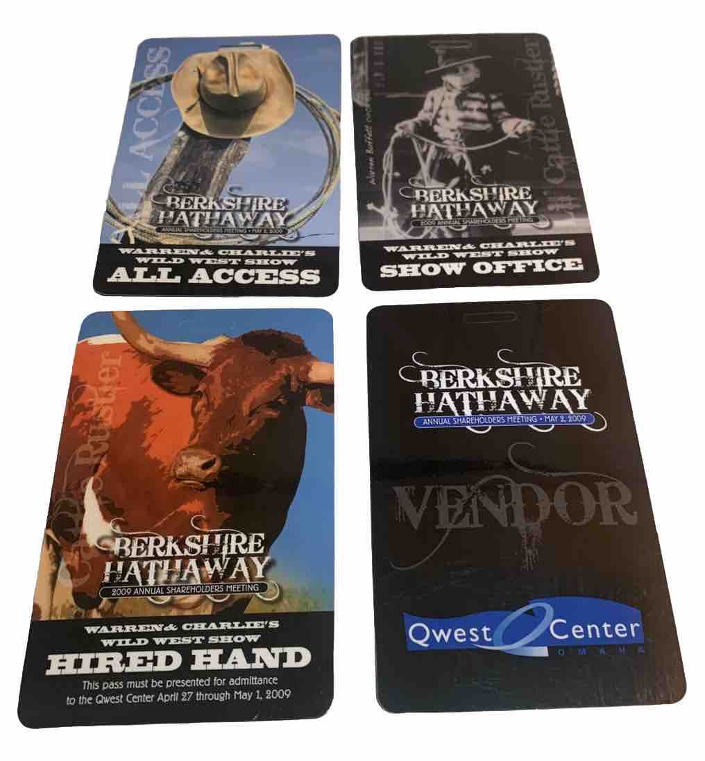 Lot of 4 2009 Backstage Pass Berkshire Hathaway Annual Investor Meeting