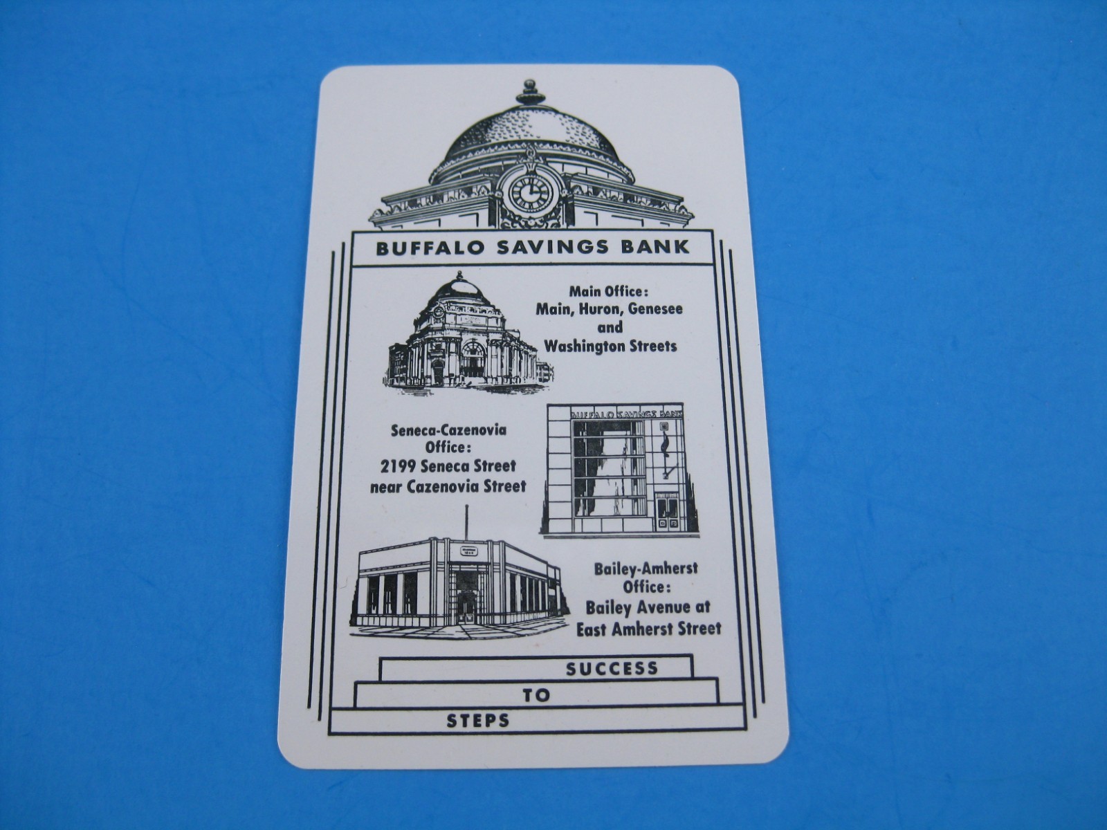 NY Buffalo Savings Bank Vintage 1950s Advertising Card Steps to Success New York