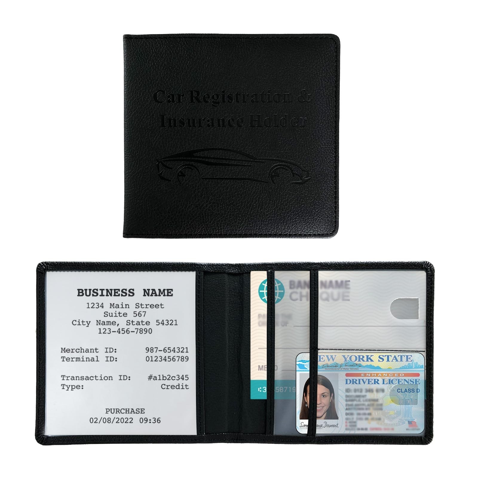 Car Registration and Insurance Holder, Waterproof Auto Glove Box Document Org…