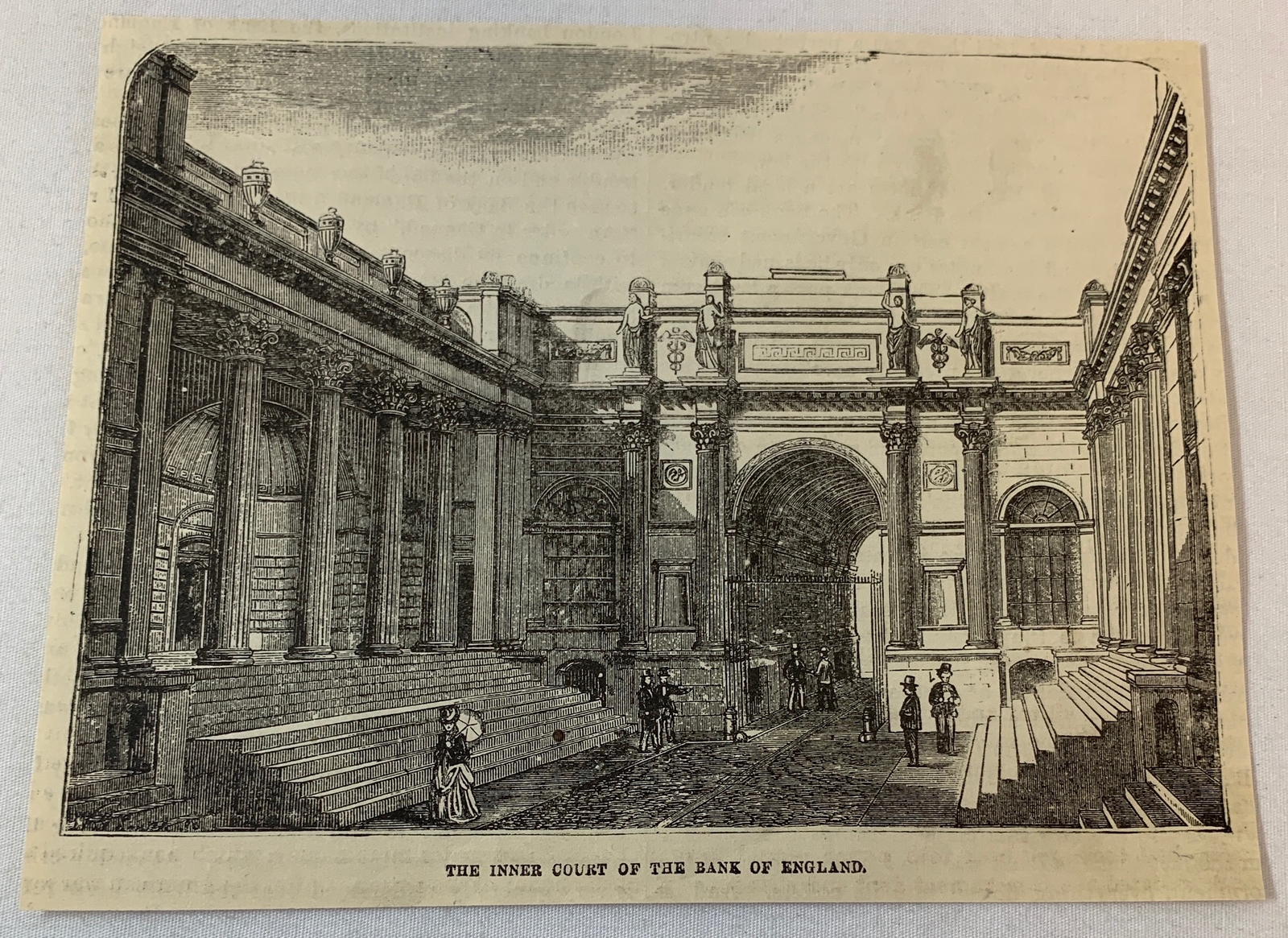 1882 magazine engraving~ INNER COURT OF THE BANK OF ENGLAND