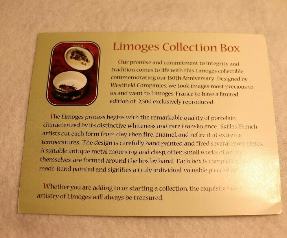 OHIO FARMERS INSURANCE CO LIMOGES POWDER BOX 1848-1998 LIMITED EDITION 586/2500
