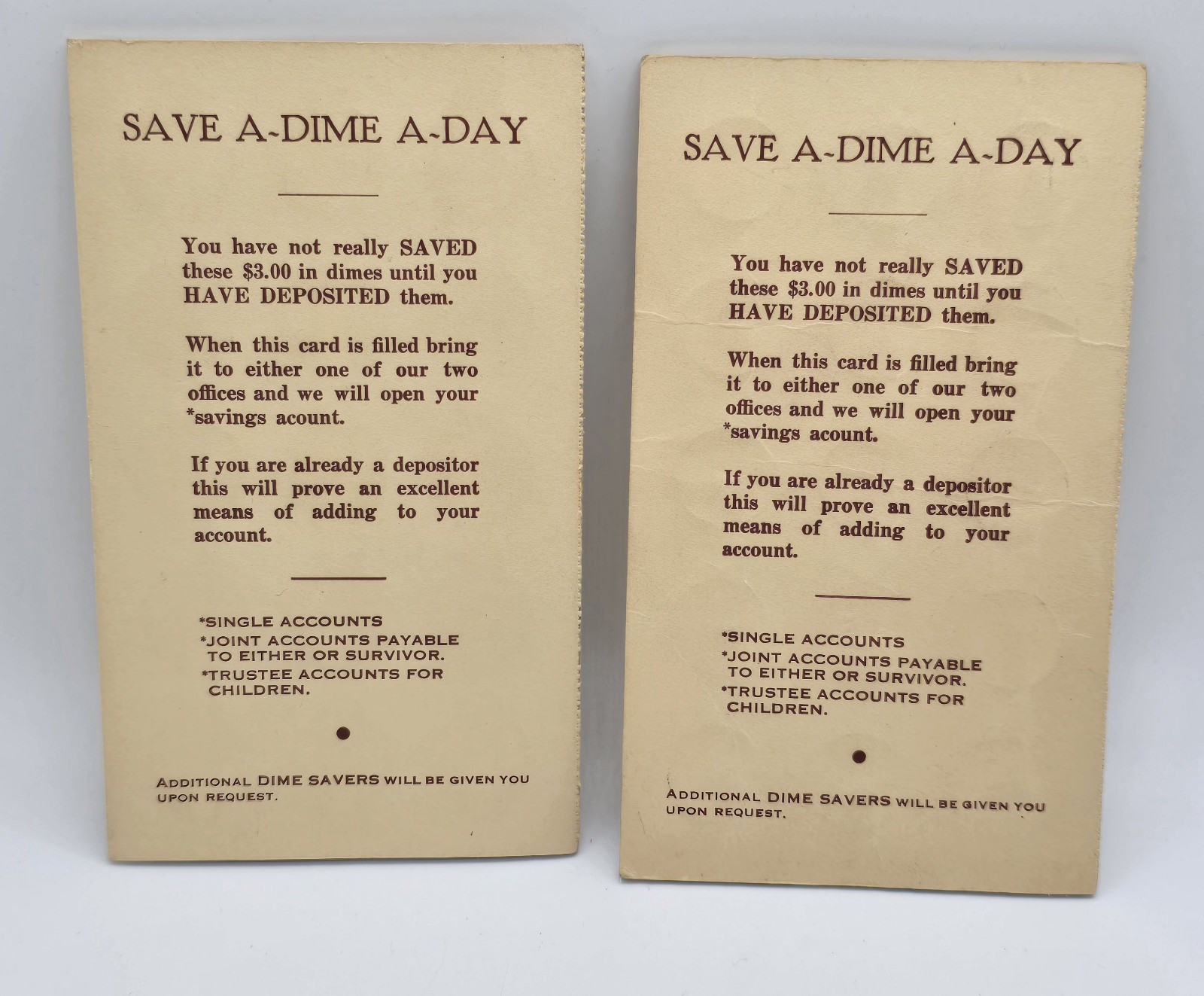Pair Of Society fofor Savings Hartford Farmington CT Daily Dime Saver Folders