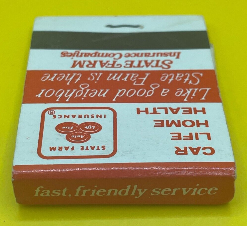 Vintage State Farm Matchbook – Generic, No Agent Listed – Bloomington, IL